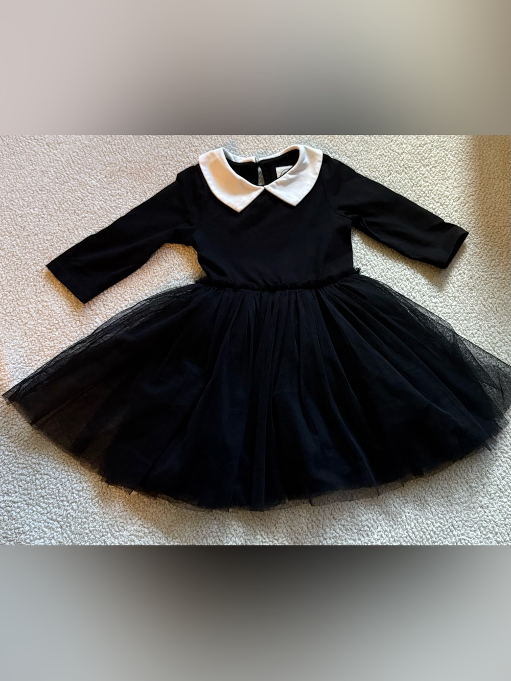 Taylor Joelle Black Tulle Twirl Dress White Collar Girls Size 2